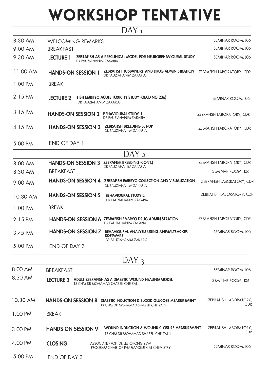 Zebra fish in vivo research workshop 2
