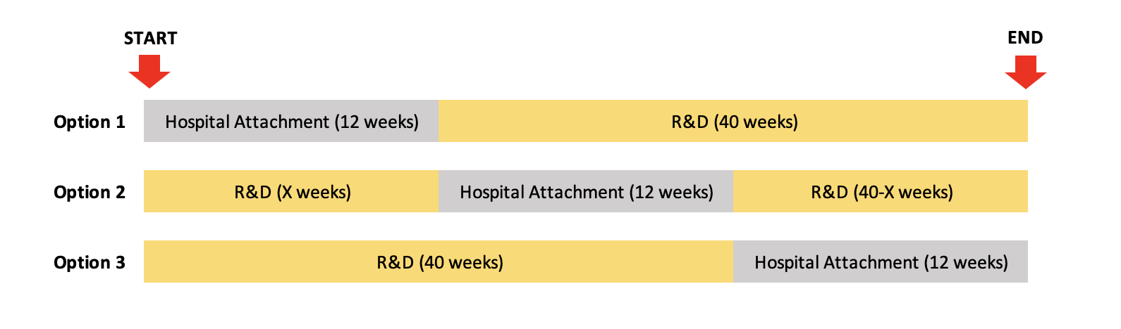 PRP Academia hospital attachment timelines